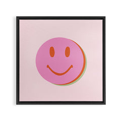 70s retro pink smiles pattern  Framed Canvas Print