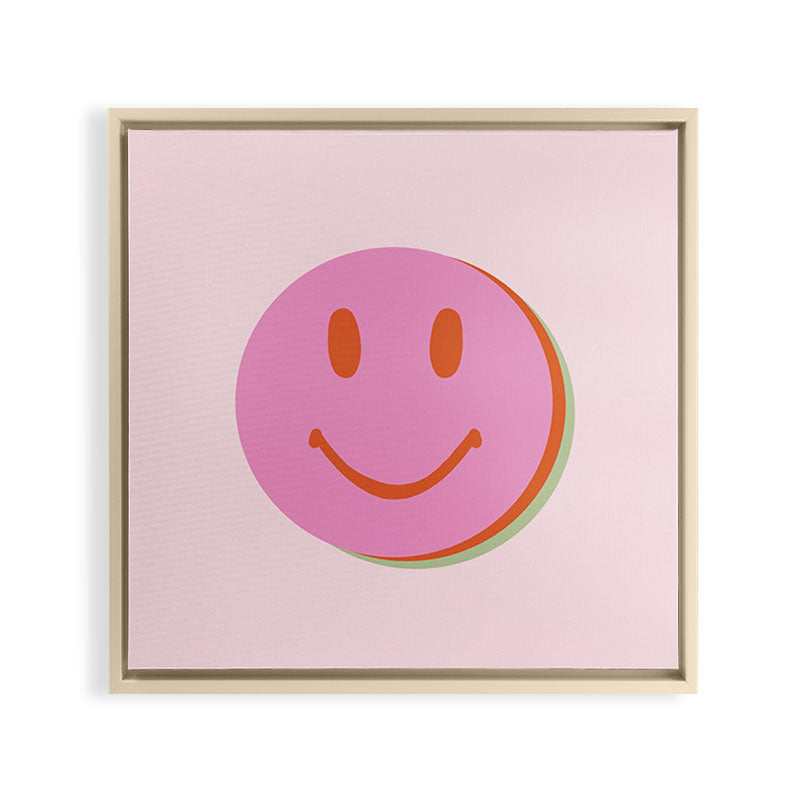 70s retro pink smiles pattern  Framed Canvas Print