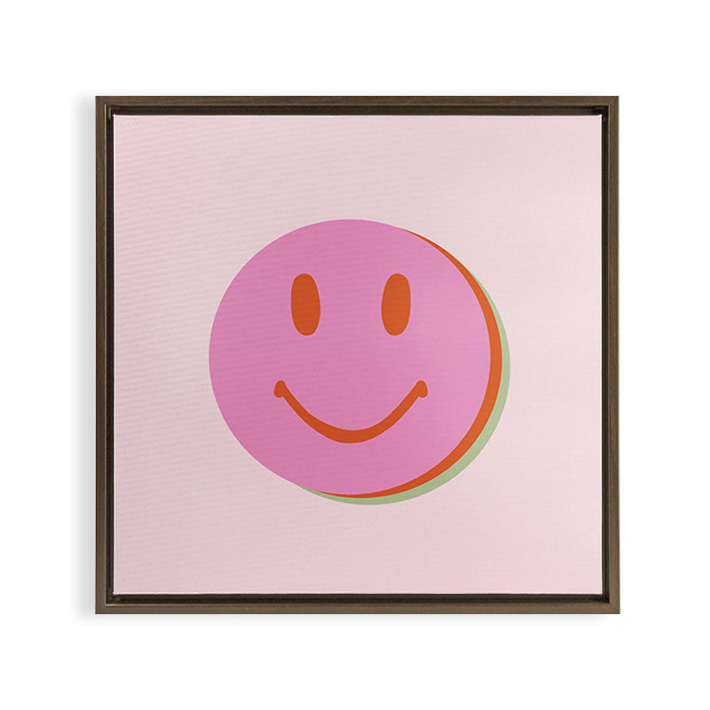 70s retro pink smiles pattern  Framed Canvas Print