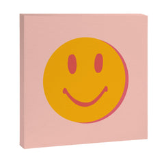 70s retro yellow smile face illustration  Canvas Print