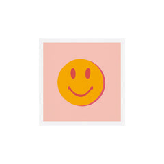 70s retro yellow smile face illustration  Art Print
