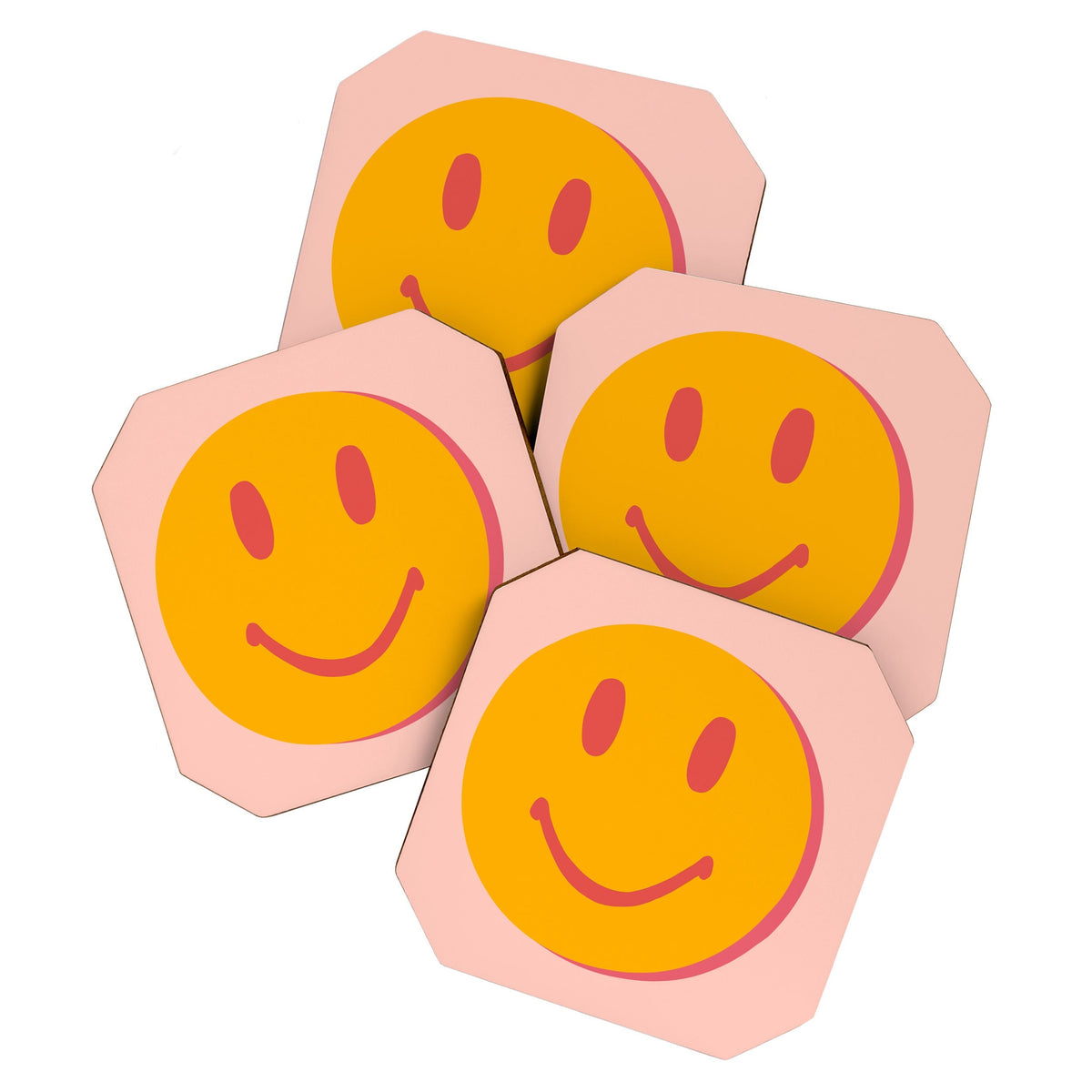 70s retro yellow smile face illustration  Coaster