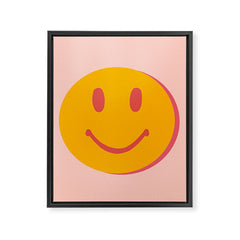 70s retro yellow smile face illustration  Framed Canvas Print