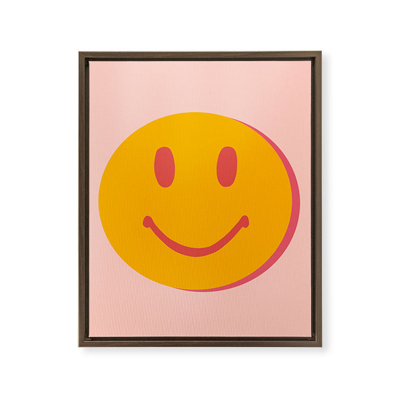 70s retro yellow smile face illustration  Framed Canvas Print