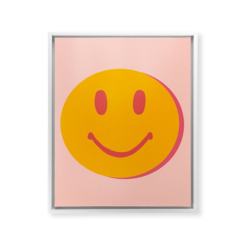 70s retro yellow smile face illustration  Framed Canvas Print