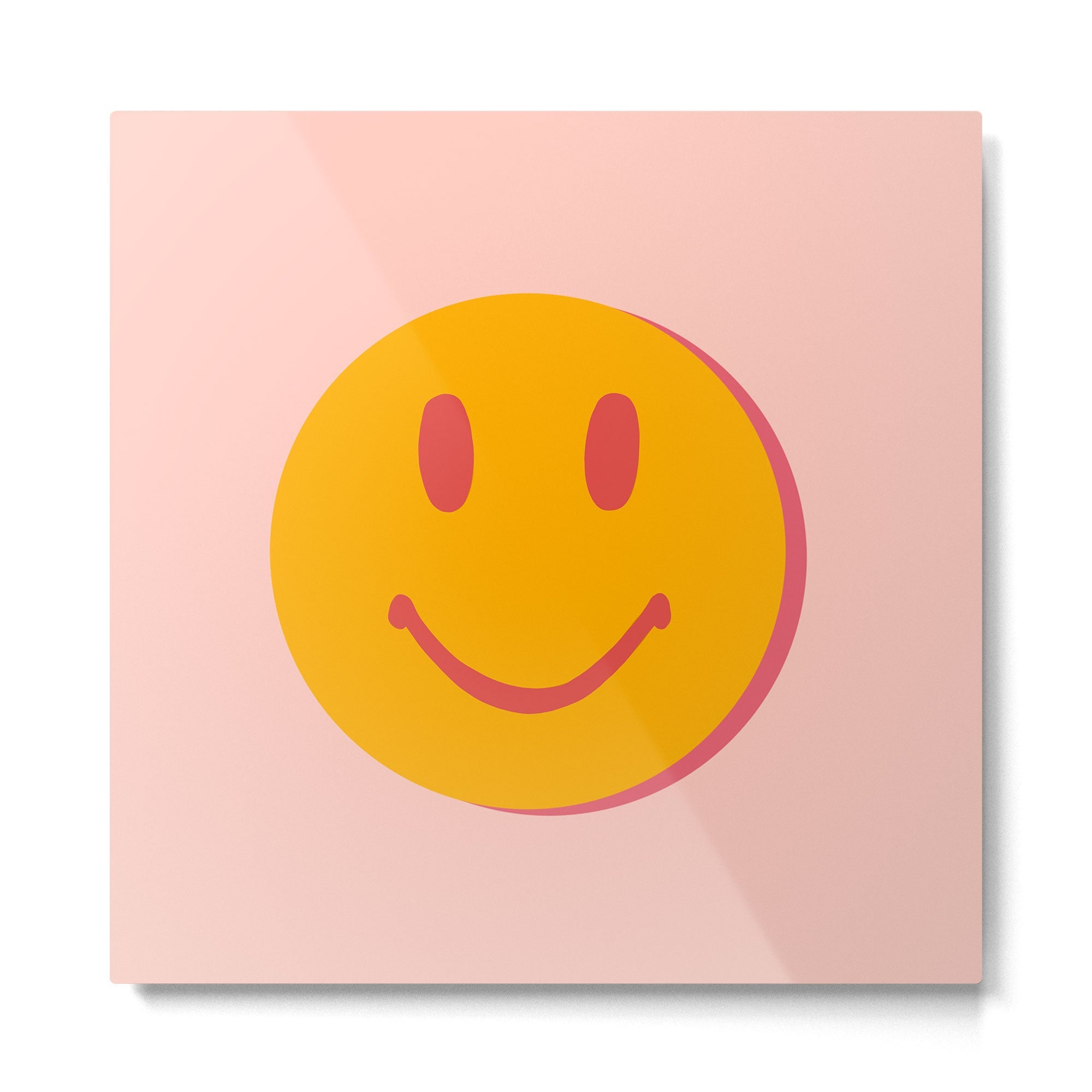 70s retro yellow smile face illustration  Metal Print