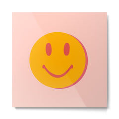 70s retro yellow smile face illustration  Metal Print