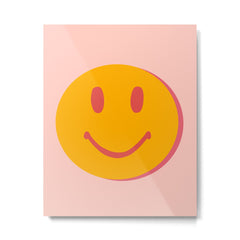 70s retro yellow smile face illustration  Metal Print