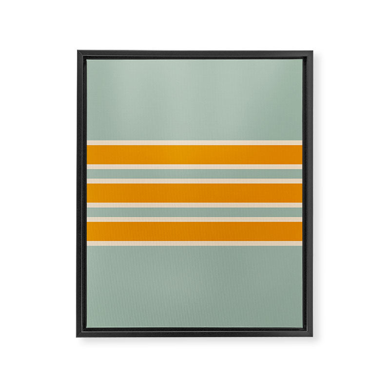 70s Style Mint Orange White Retro Stripes Pomona Framed Canvas Print