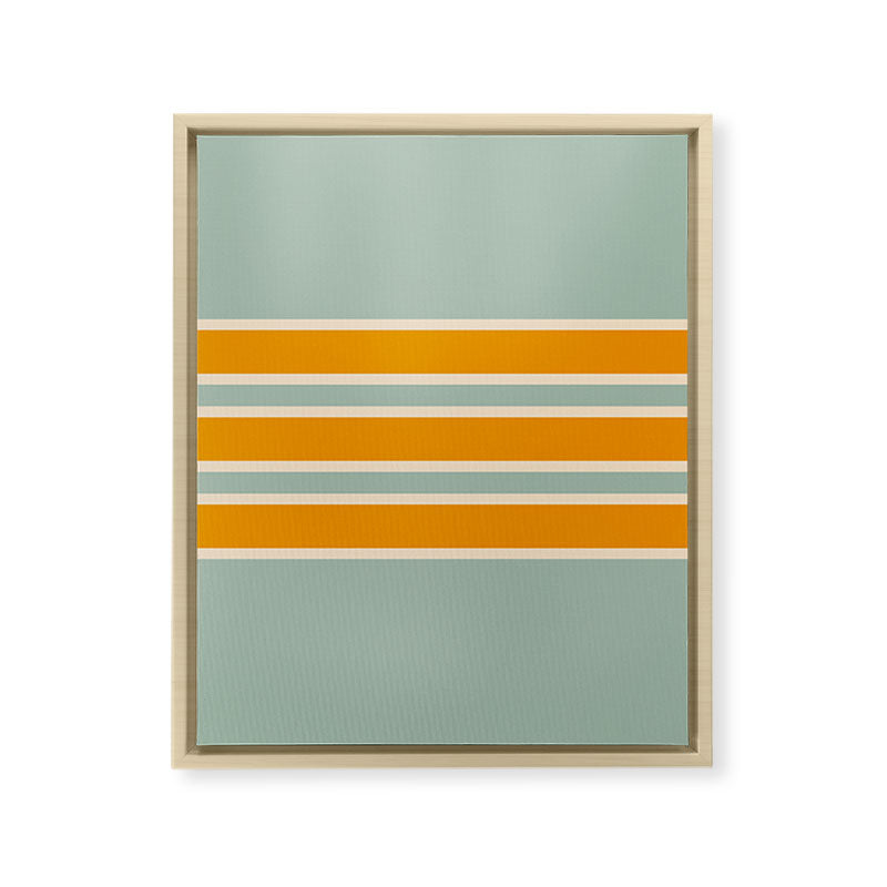 70s Style Mint Orange White Retro Stripes Pomona Framed Canvas Print