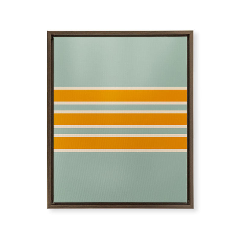 70s Style Mint Orange White Retro Stripes Pomona Framed Canvas Print