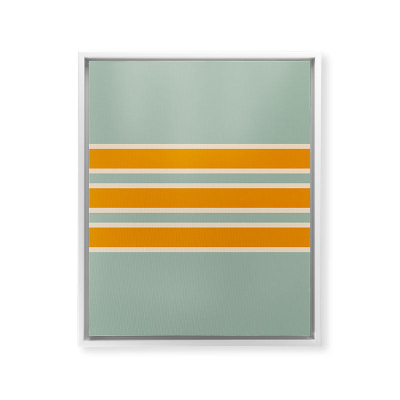 70s Style Mint Orange White Retro Stripes Pomona Framed Canvas Print