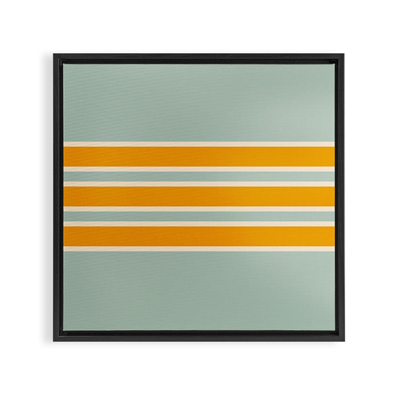 70s Style Mint Orange White Retro Stripes Pomona Framed Canvas Print
