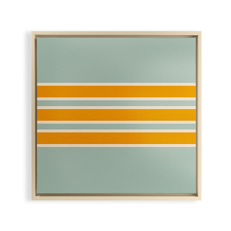 70s Style Mint Orange White Retro Stripes Pomona Framed Canvas Print