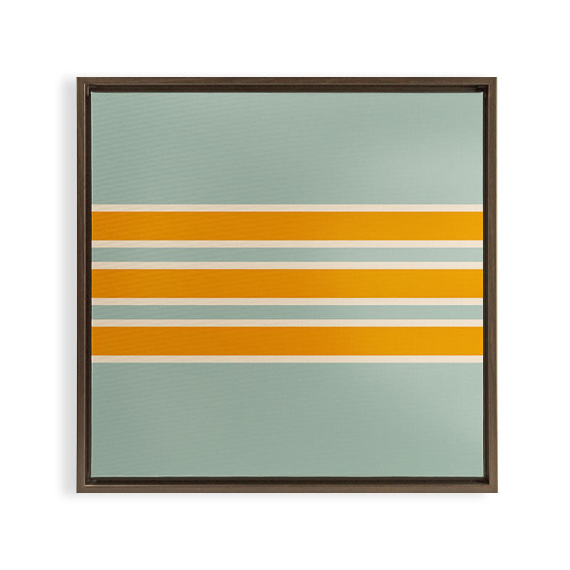 70s Style Mint Orange White Retro Stripes Pomona Framed Canvas Print