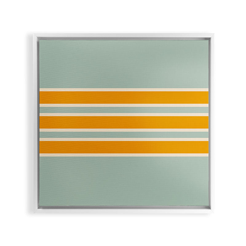 70s Style Mint Orange White Retro Stripes Pomona Framed Canvas Print