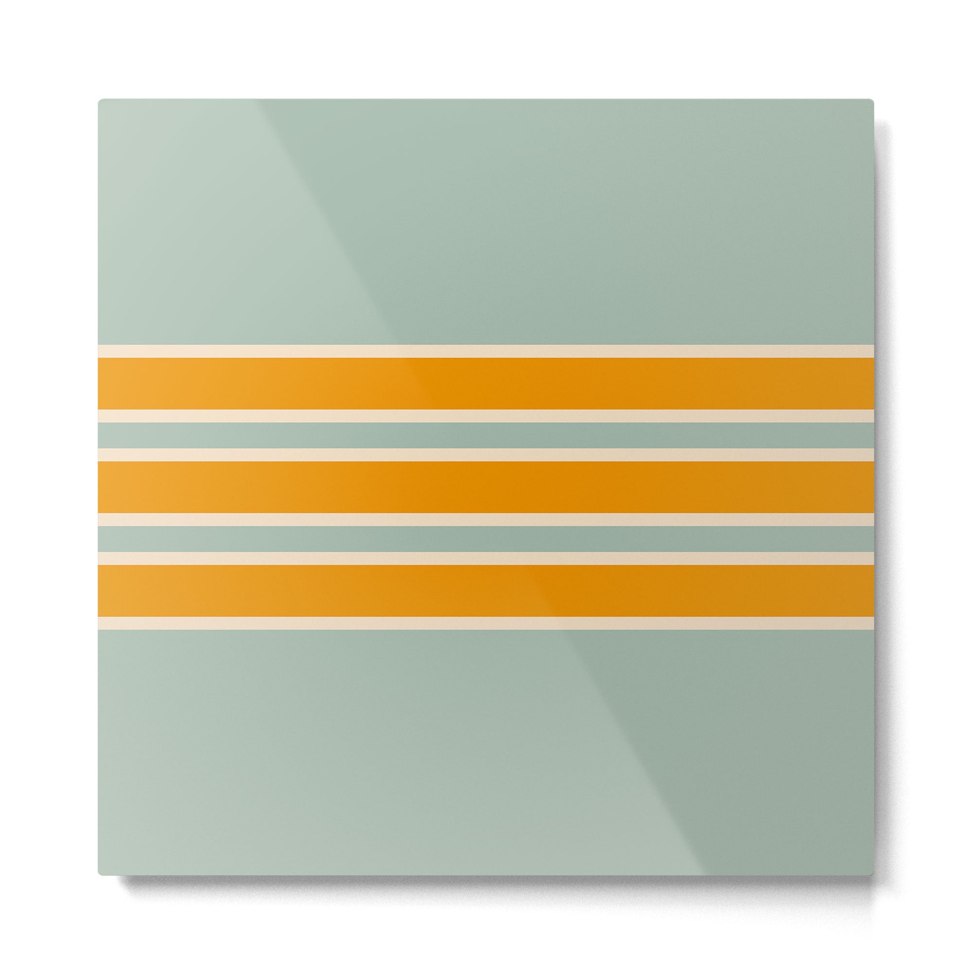70s Style Mint Orange White Retro Stripes Pomona Metal Print