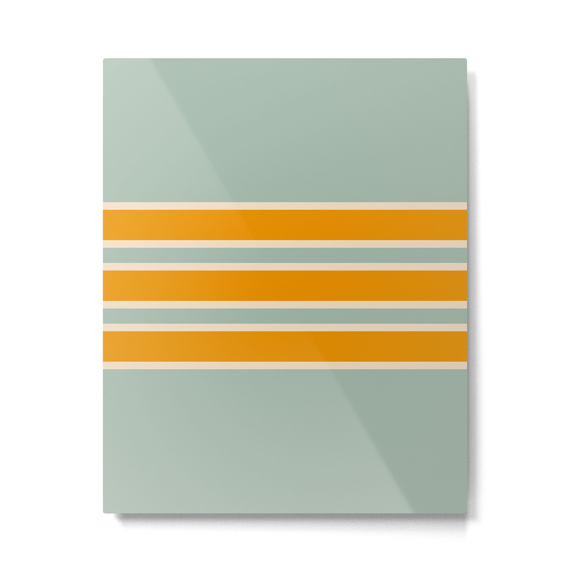 70s Style Mint Orange White Retro Stripes Pomona Metal Print