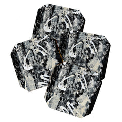 003: a vibrant abstract design in black and white by Alyssa Hamilton Art  Coaster