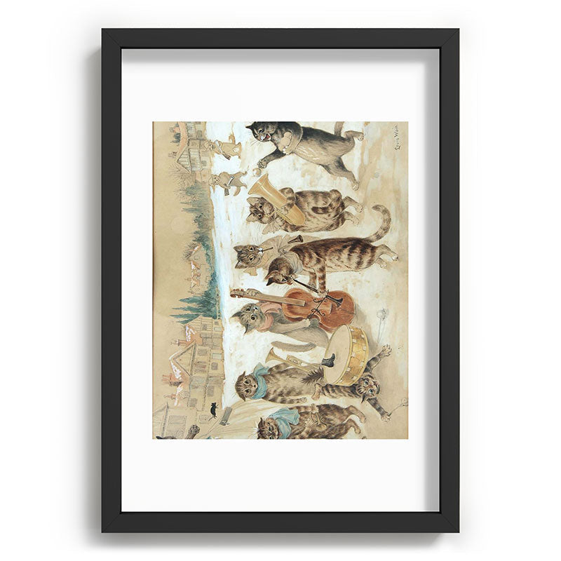 Carol Singing Cats' Funny Vintage Christmas Louis Wain Framed Art Print