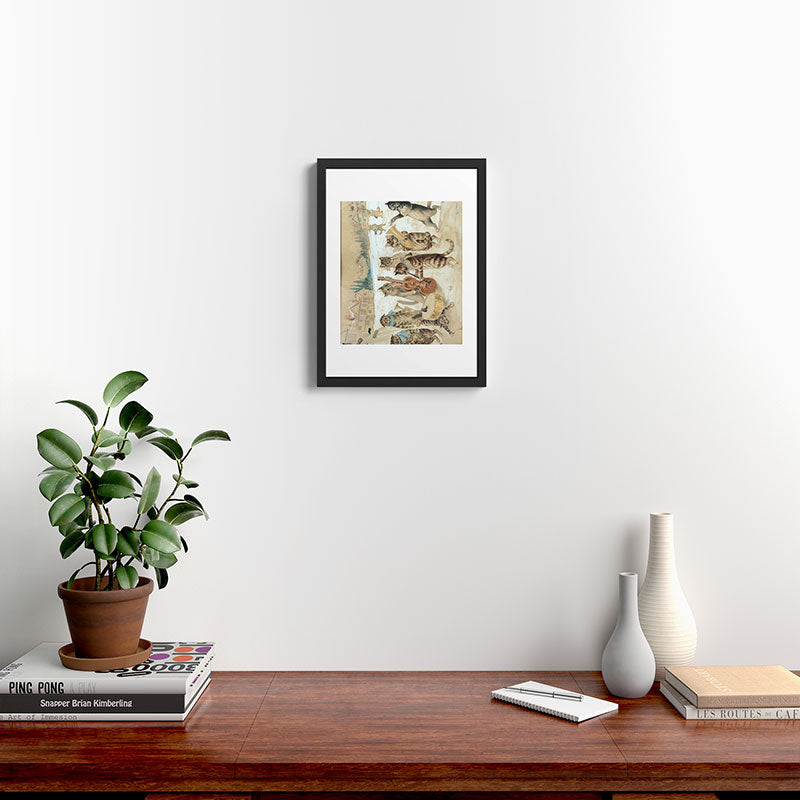 Carol Singing Cats' Funny Vintage Christmas Louis Wain Framed Art Print