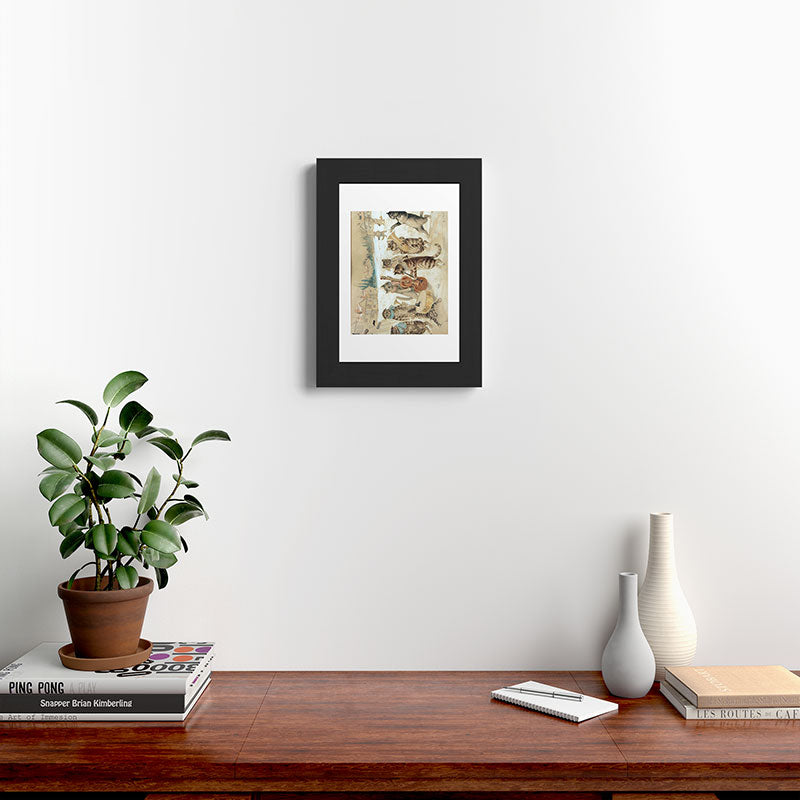Carol Singing Cats' Funny Vintage Christmas Louis Wain Framed Art Print