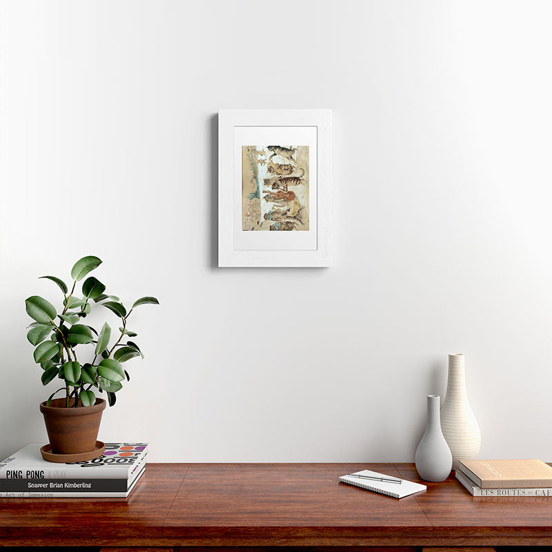Carol Singing Cats' Funny Vintage Christmas Louis Wain Framed Art Print