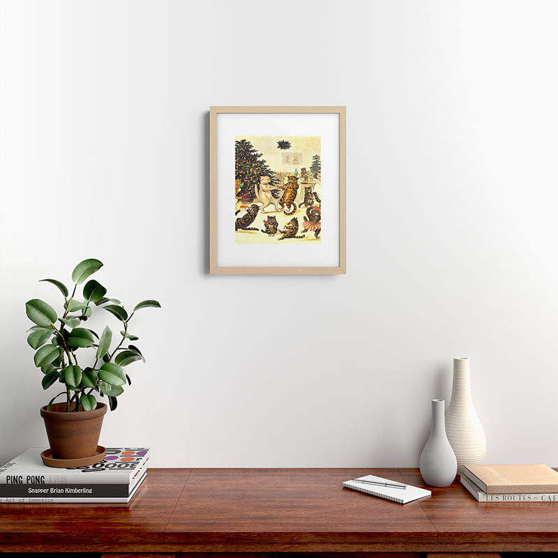 Christmas Party Cats' by Louis Wain Vintage Cat Art Framed Art Print