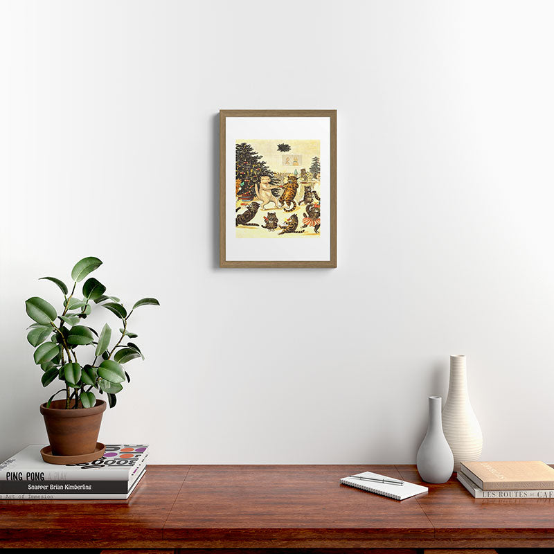 Christmas Party Cats' by Louis Wain Vintage Cat Art Framed Art Print