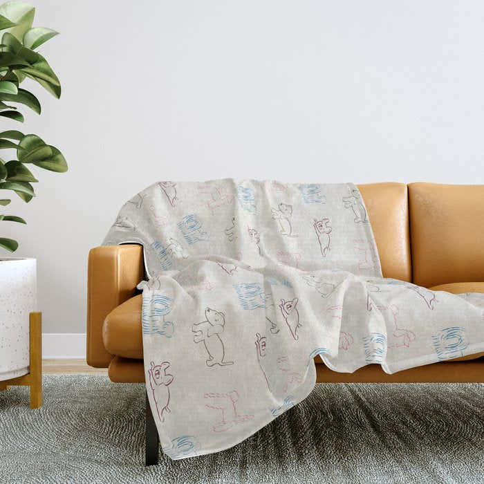 4 Pup Pals Doodle Throw Blanket