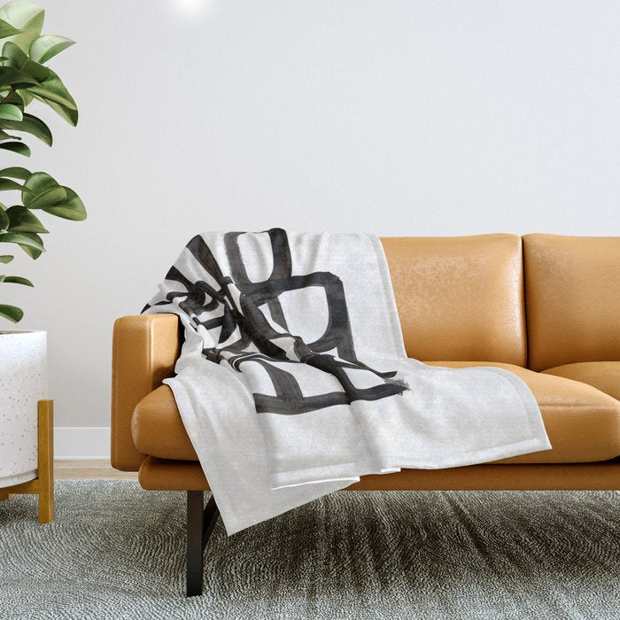 Writing On The Wall' Mid Century Modern Fun Abstract Shapes  Throw Blanket