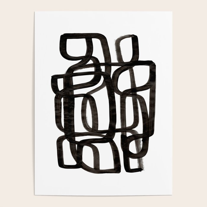 Writing On The Wall' Mid Century Modern Fun Abstract Shapes  Poster
