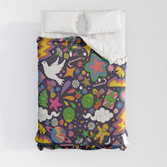 60s 70s psychedelic Modern Christmas Confetti Pattern Duvet Cover