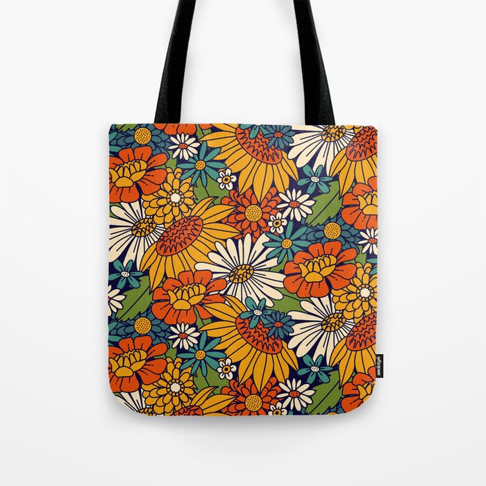 70s Retro Floral - Bold Tote Bag