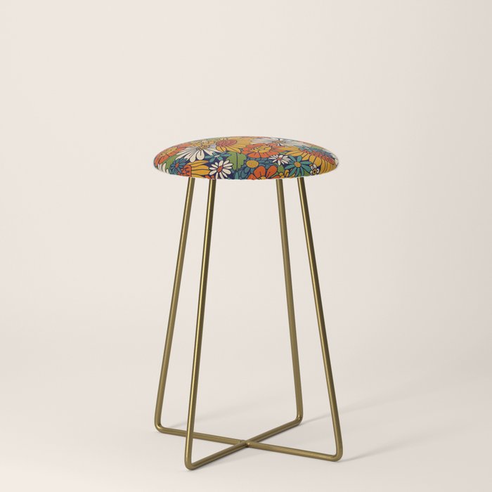 70s Retro Floral - Bold Stool