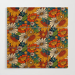 70s Retro Floral - Bold Wood Wall Art