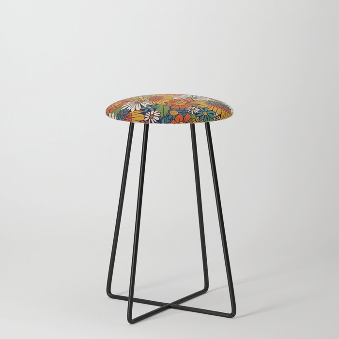 70s Retro Floral - Bold Stool