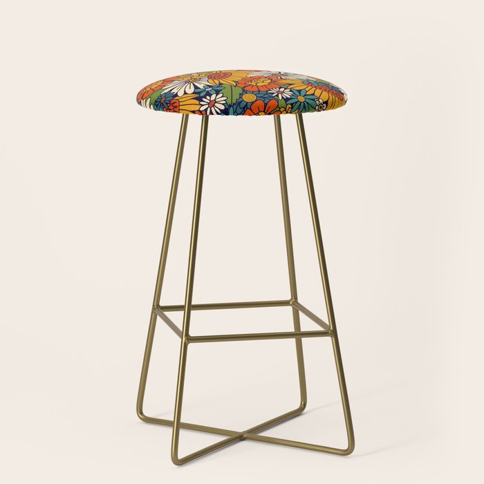 70s Retro Floral - Bold Stool