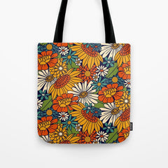 70s Retro Floral - Bold Tote Bag