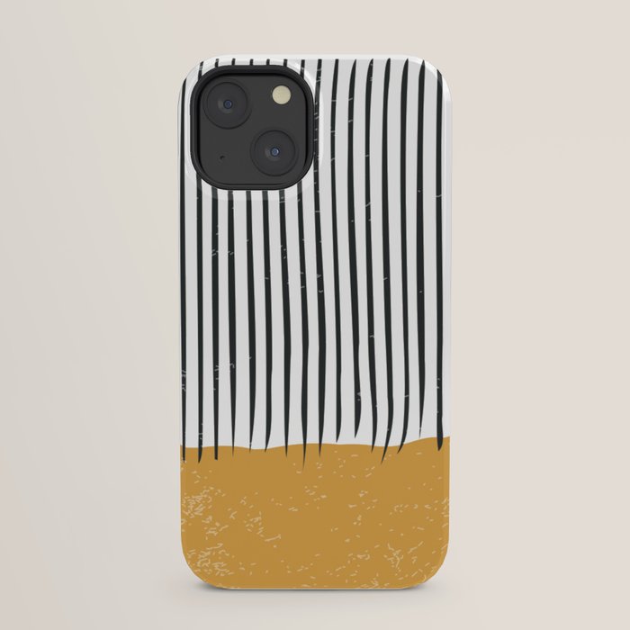 (White Background) Mid Century Modern Minimalist Rothko Inspired Color Field With Lines Geometric Style  iPhone Case