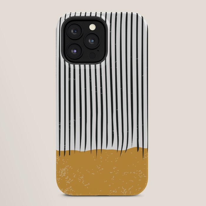 (White Background) Mid Century Modern Minimalist Rothko Inspired Color Field With Lines Geometric Style  iPhone Case