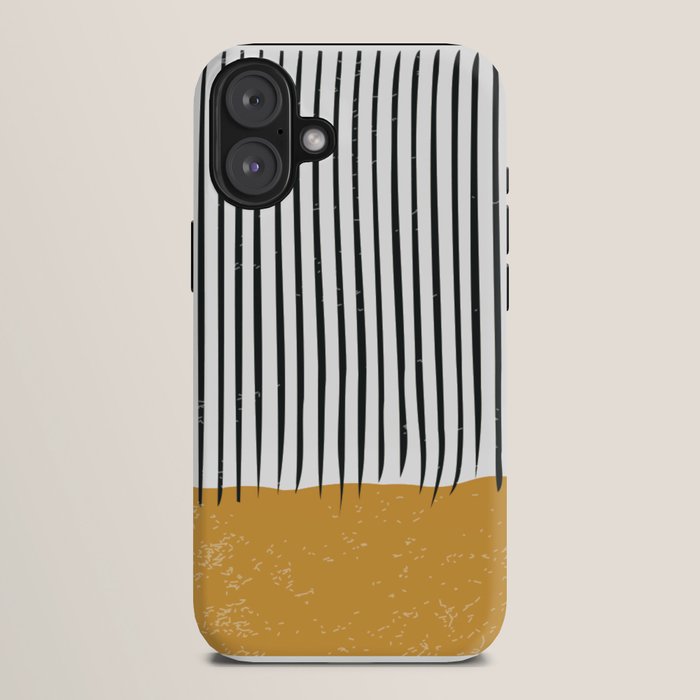 (White Background) Mid Century Modern Minimalist Rothko Inspired Color Field With Lines Geometric Style  iPhone Case