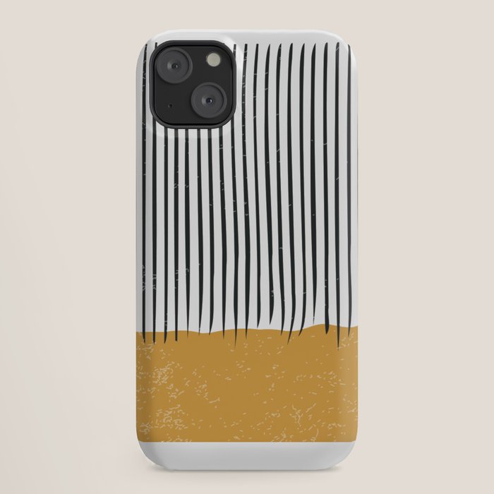 (White Background) Mid Century Modern Minimalist Rothko Inspired Color Field With Lines Geometric Style  iPhone Case
