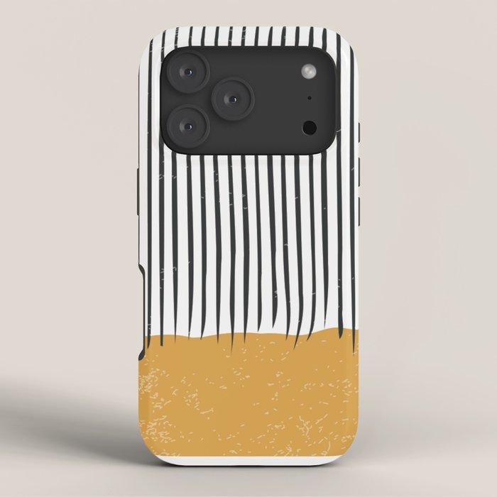 (White Background) Mid Century Modern Minimalist Rothko Inspired Color Field With Lines Geometric Style  iPhone Case