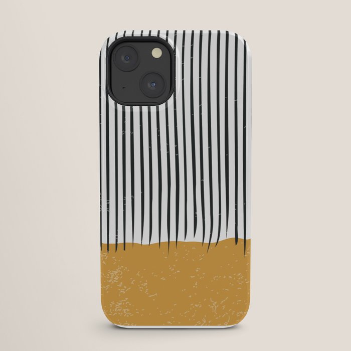 (White Background) Mid Century Modern Minimalist Rothko Inspired Color Field With Lines Geometric Style  iPhone Case