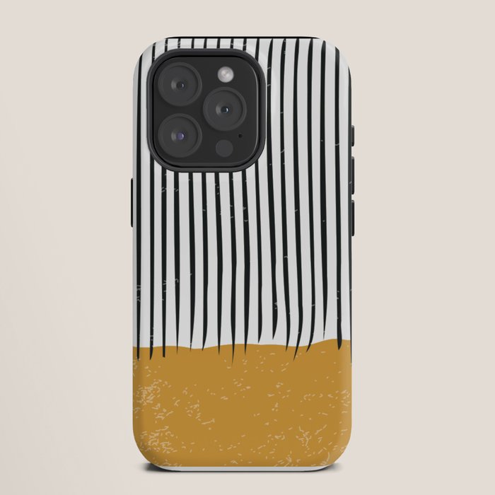 (White Background) Mid Century Modern Minimalist Rothko Inspired Color Field With Lines Geometric Style  iPhone Case