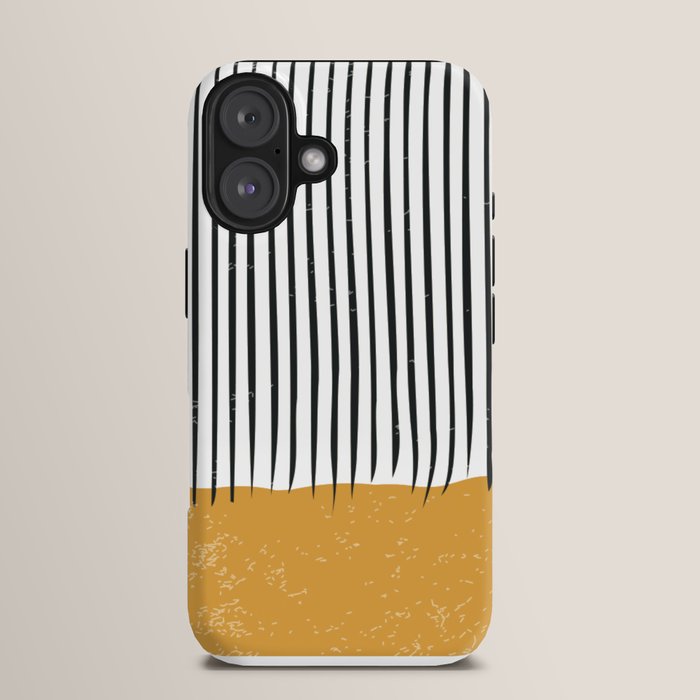 (White Background) Mid Century Modern Minimalist Rothko Inspired Color Field With Lines Geometric Style  iPhone Case