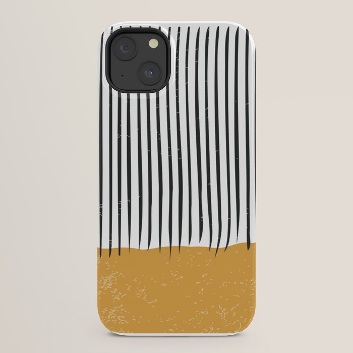 (White Background) Mid Century Modern Minimalist Rothko Inspired Color Field With Lines Geometric Style  iPhone Case