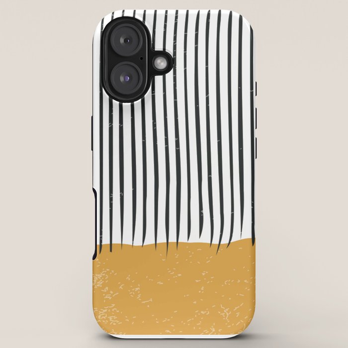 (White Background) Mid Century Modern Minimalist Rothko Inspired Color Field With Lines Geometric Style  iPhone Case