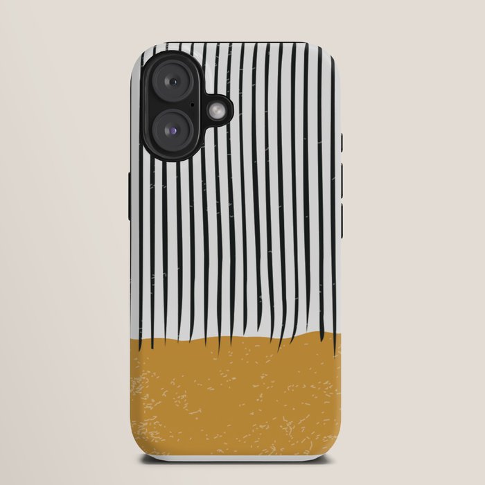 (White Background) Mid Century Modern Minimalist Rothko Inspired Color Field With Lines Geometric Style  iPhone Case